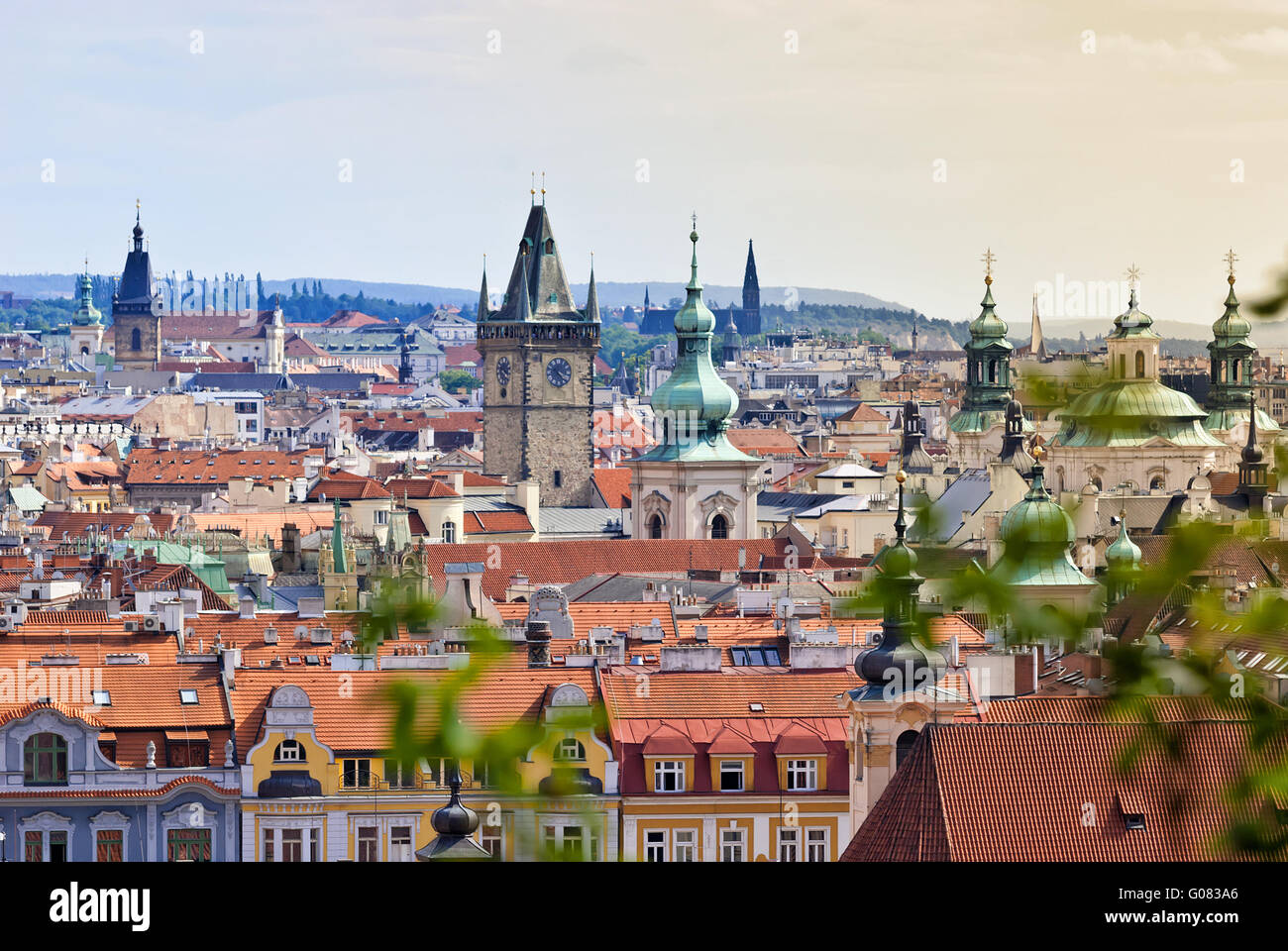 Praga, panoramica da Letna, Repubblica Ceca Foto Stock