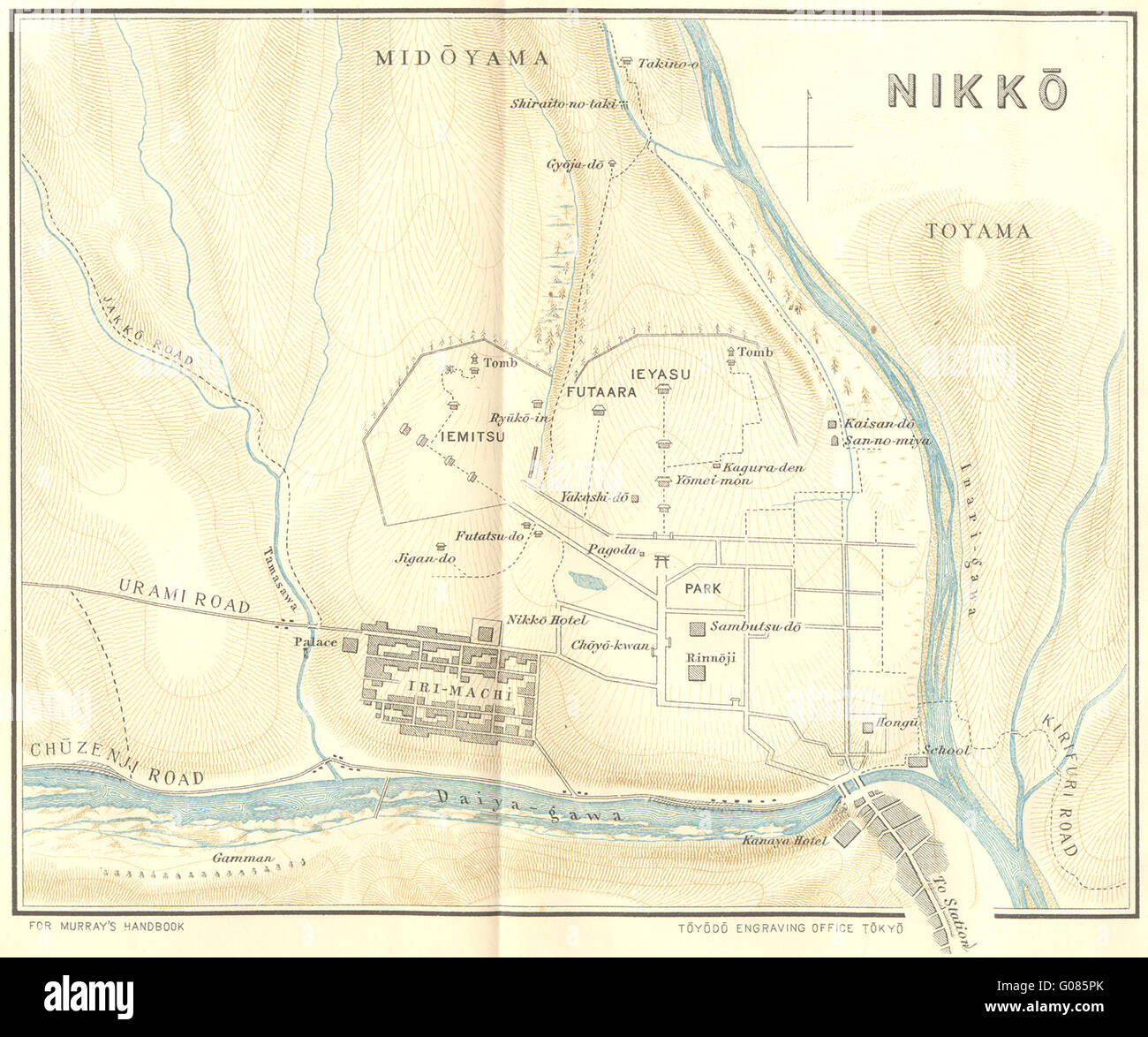 Giappone: Nikko, 1907 Mappa antichi Foto Stock