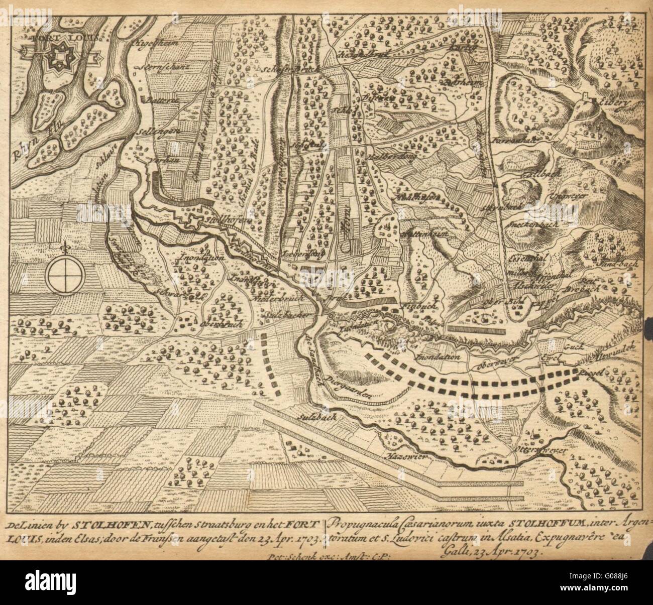 STOLLHOFEN: piano urbanistico da Schenk. Scarse. Germania, 1710 Mappa antichi Foto Stock