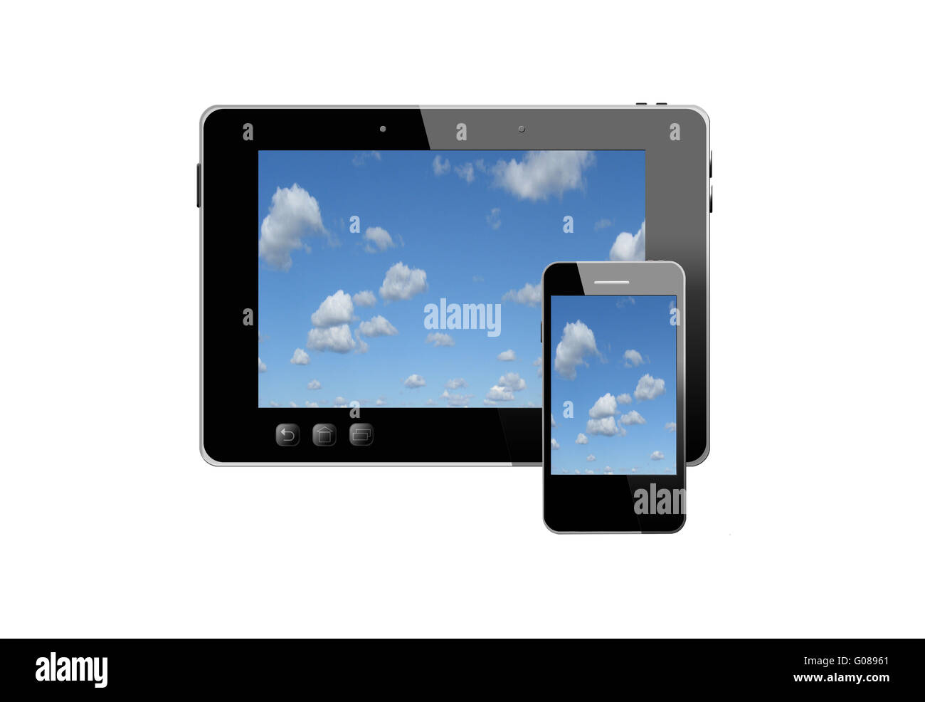 Illustrazione di nero tablet e smart phone Foto Stock