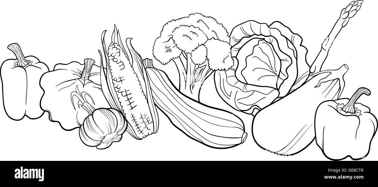 Ortaggi Gruppo Illustrazione Per Libro Da Colorare Foto Stock Alamy