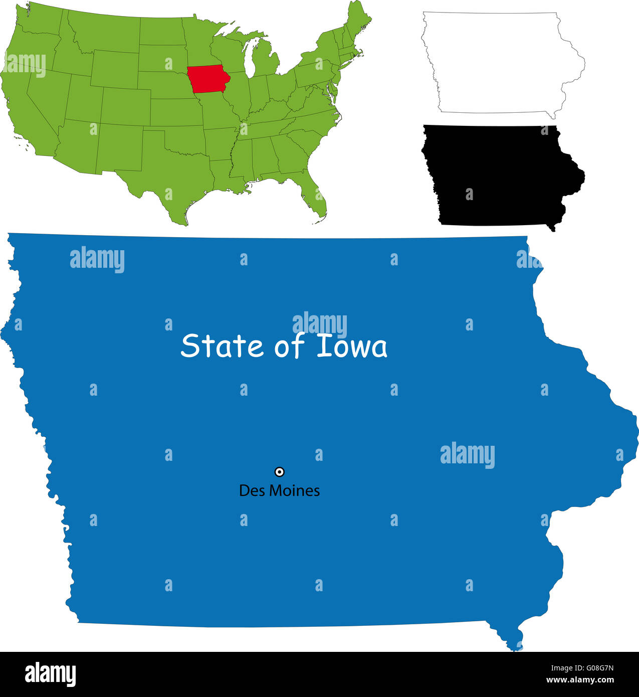 Mappa di Iowa Foto Stock