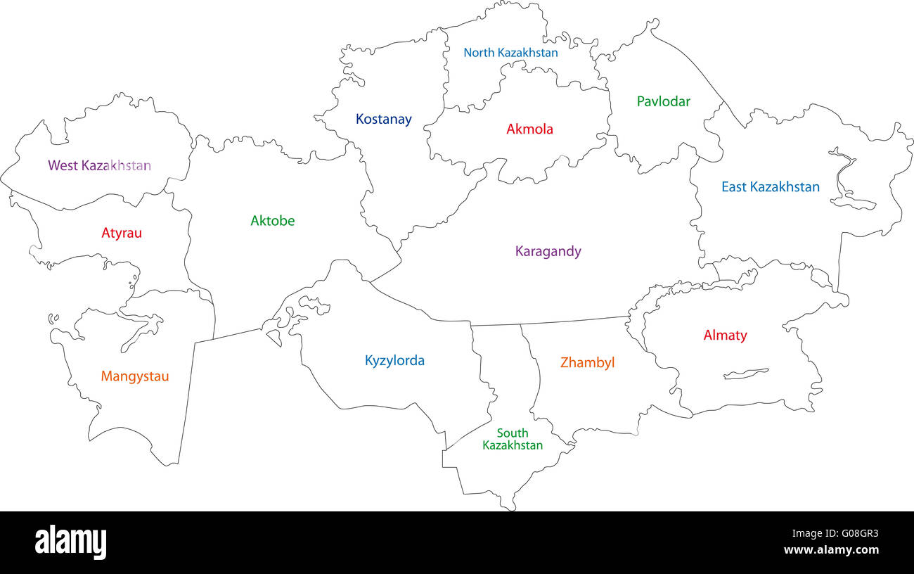 Contorno Mappa di Kazakistan Foto Stock
