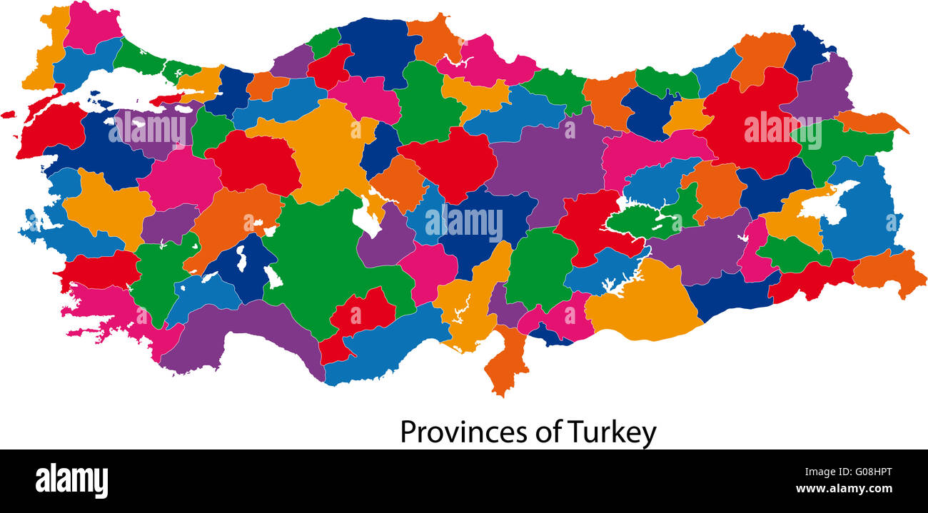 Colorata Mappa di Turchia Foto Stock