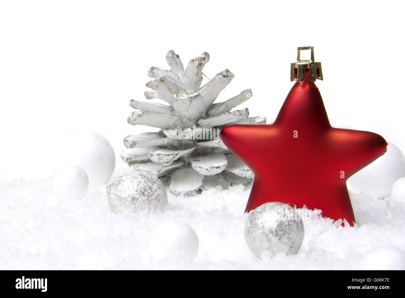 Natale, Natale decorazione rosso e argento Foto Stock