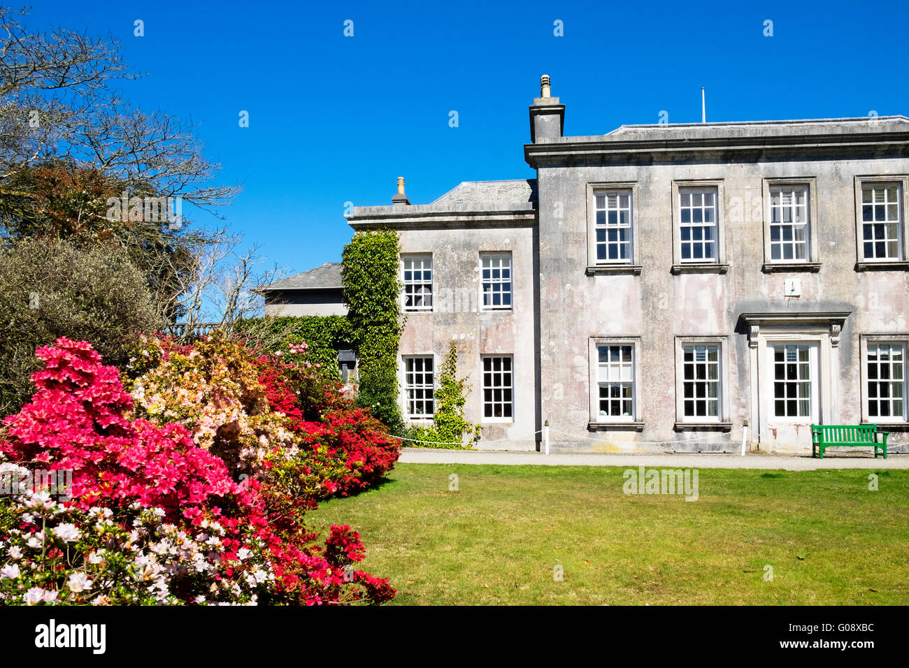 Il giardino e la casa di Trewithen in Cornwall, Regno Unito Foto Stock