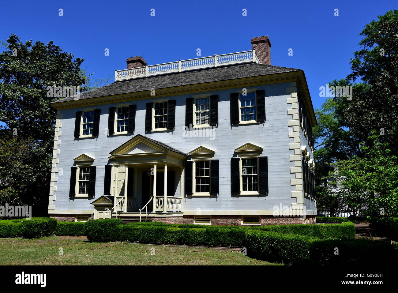 New Bern, North Carolina: Georgian c. 1780 John Wright Stanly casa con giardino entrata portico Foto Stock