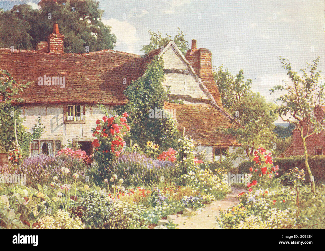 SURREY: un cottage Bisley, antica stampa 1912 Foto Stock