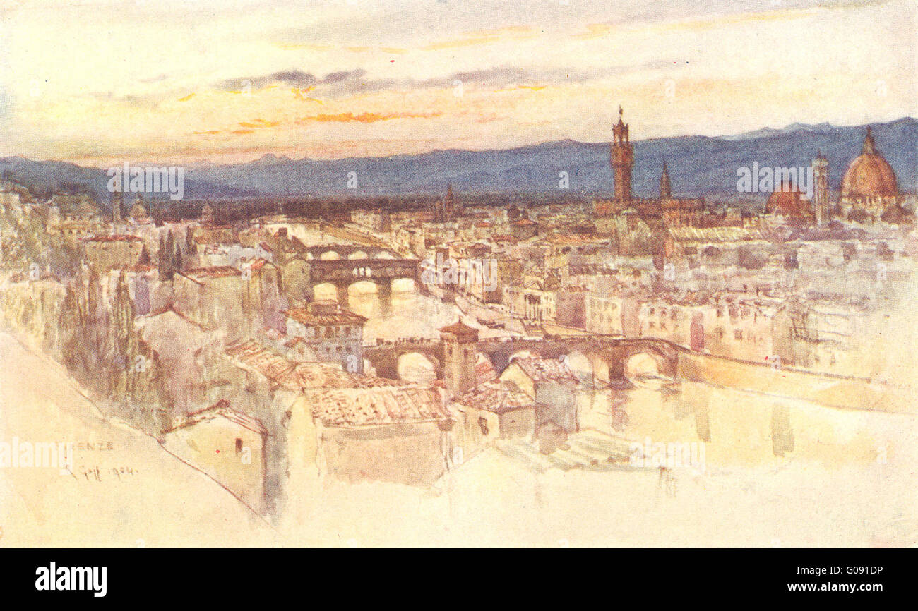 FIRENZE Firenze: dal Piazzale Michelangelo e San Miniato. L'Italia, 1905 Foto Stock