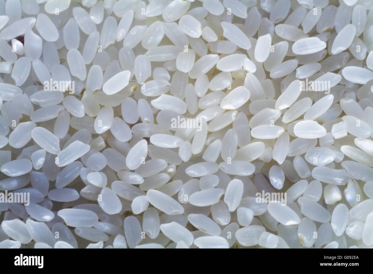 Bianco selezionato i grani di riso come alimento in background Foto Stock