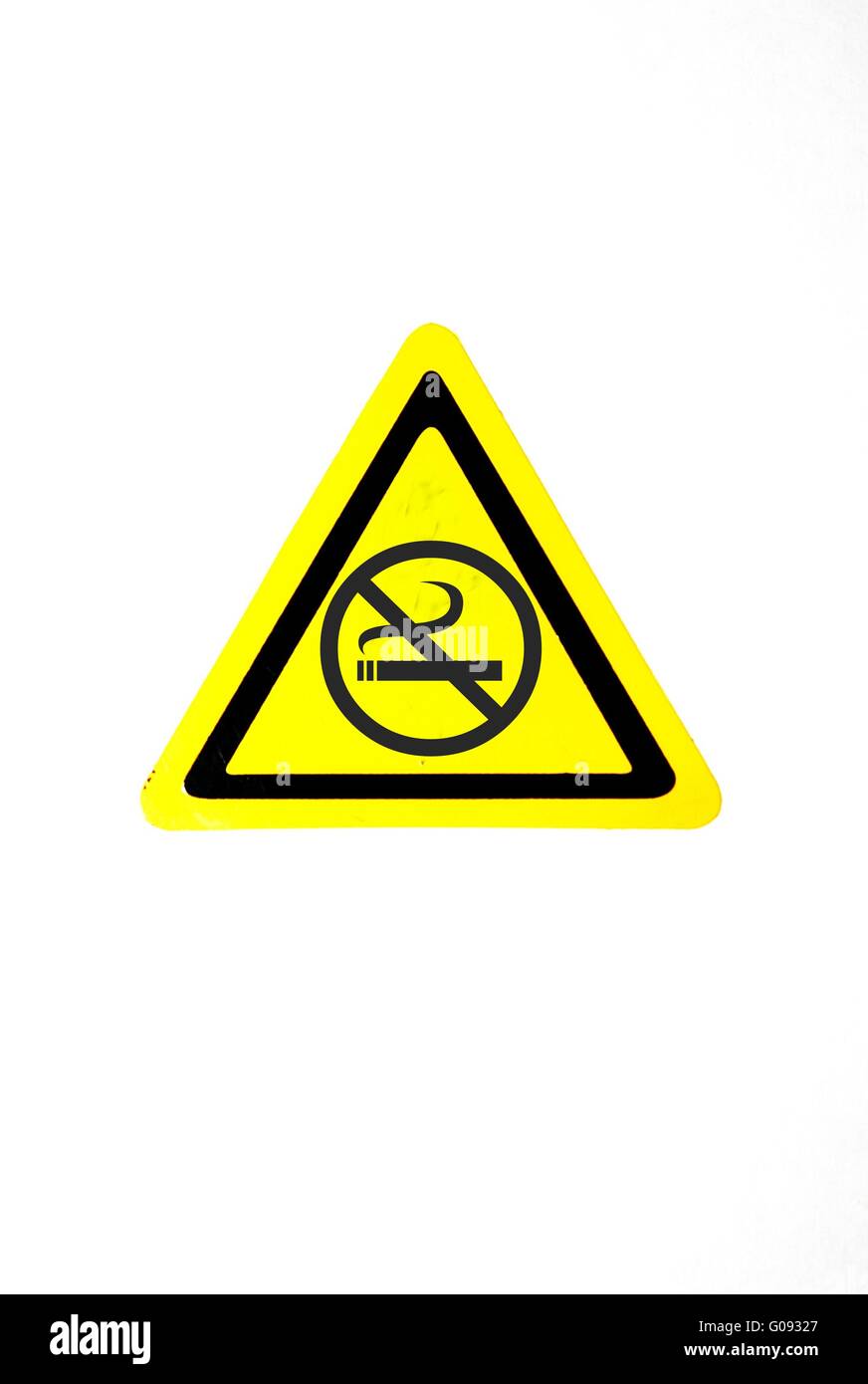 Non fumare, triangolo giallo Foto Stock