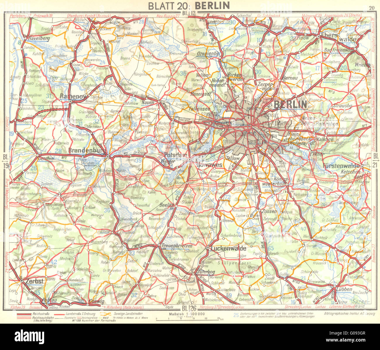 Germania : Berlino, 1936 Vintage map Foto Stock