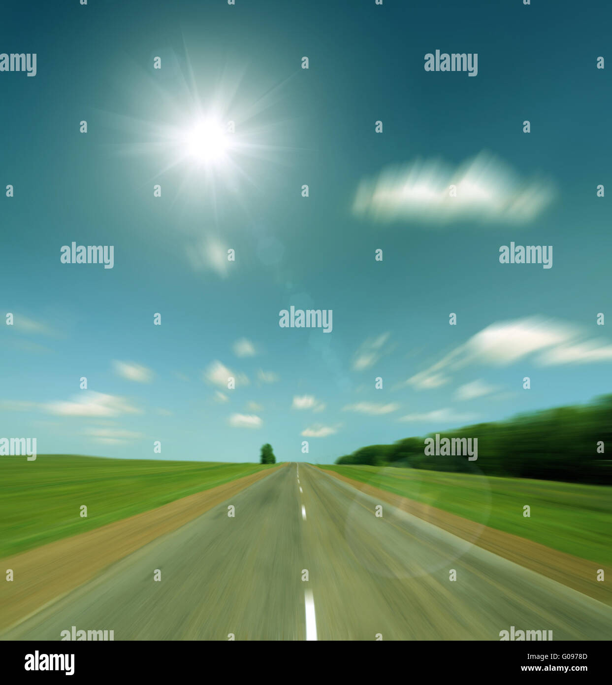 Alta velocità strada per sun - vintage stile retrò Foto Stock