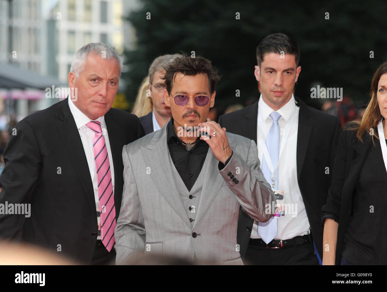 Johnny Depp visite tedesco Lone Ranger premiere Foto Stock
