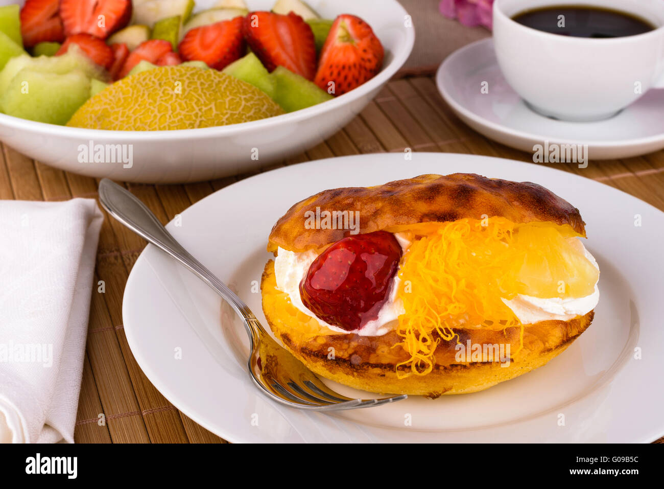 La prima colazione al mattino. Foto Stock