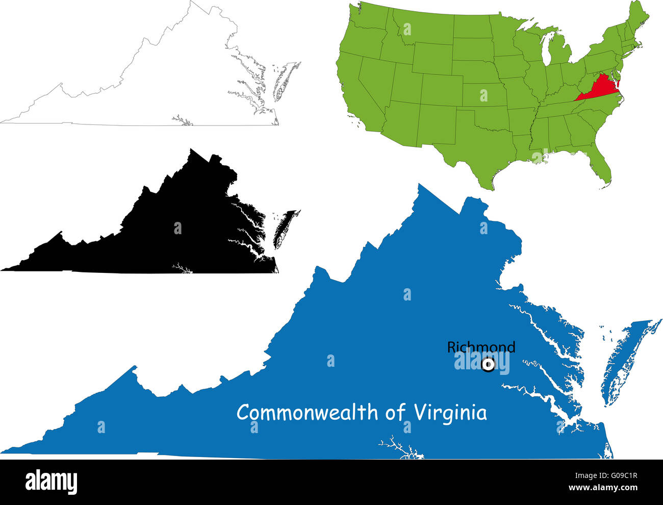 Mappa di Virginia Foto Stock