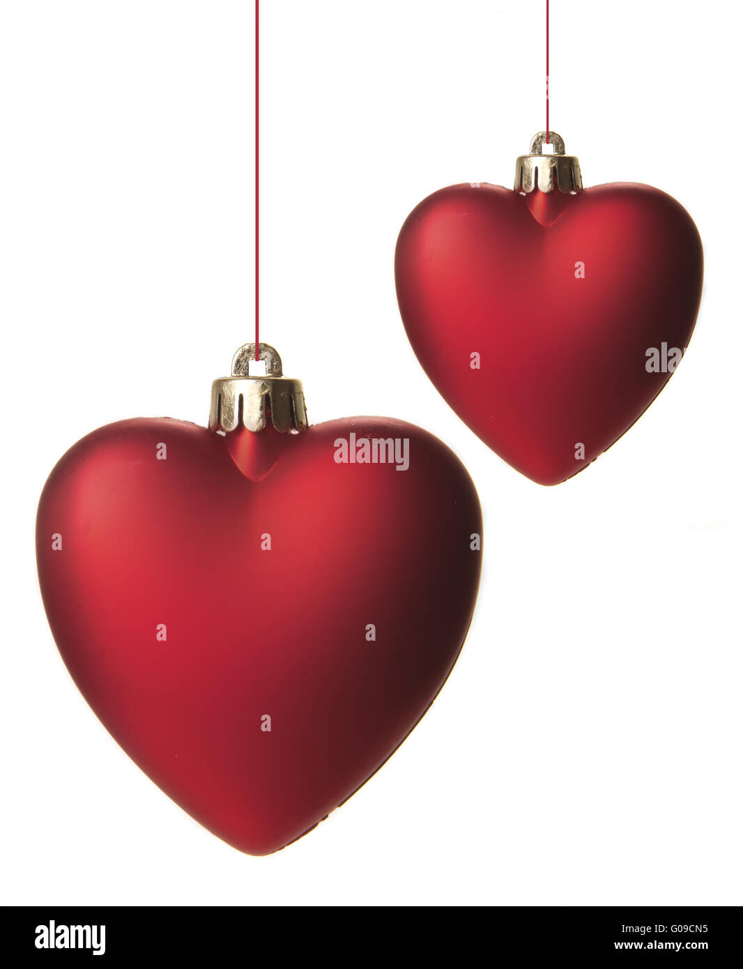 Rosso palle di Natale isolato con sfondo bianco Foto Stock