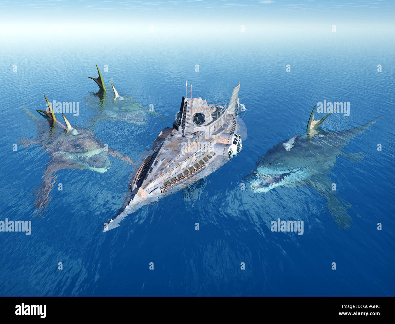 Mostri Marini e Sommergibile Foto Stock