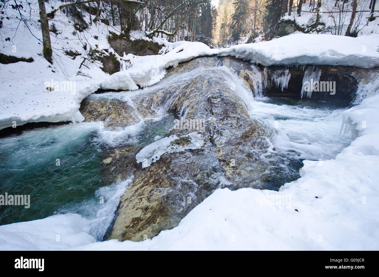 Il fiume dell'anno Argen in inverno Foto Stock