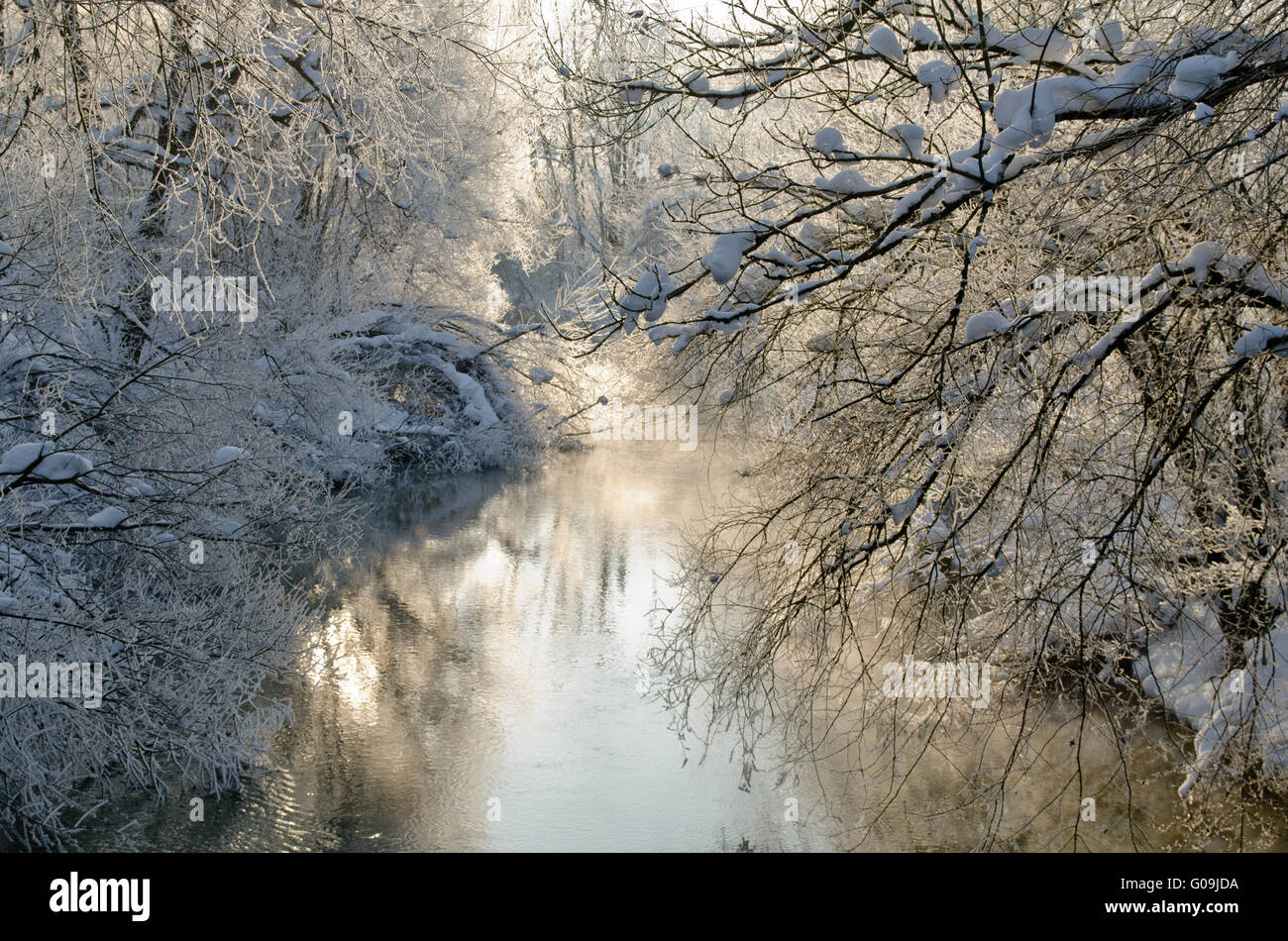 Il fiume dell'anno Argen in inverno Foto Stock