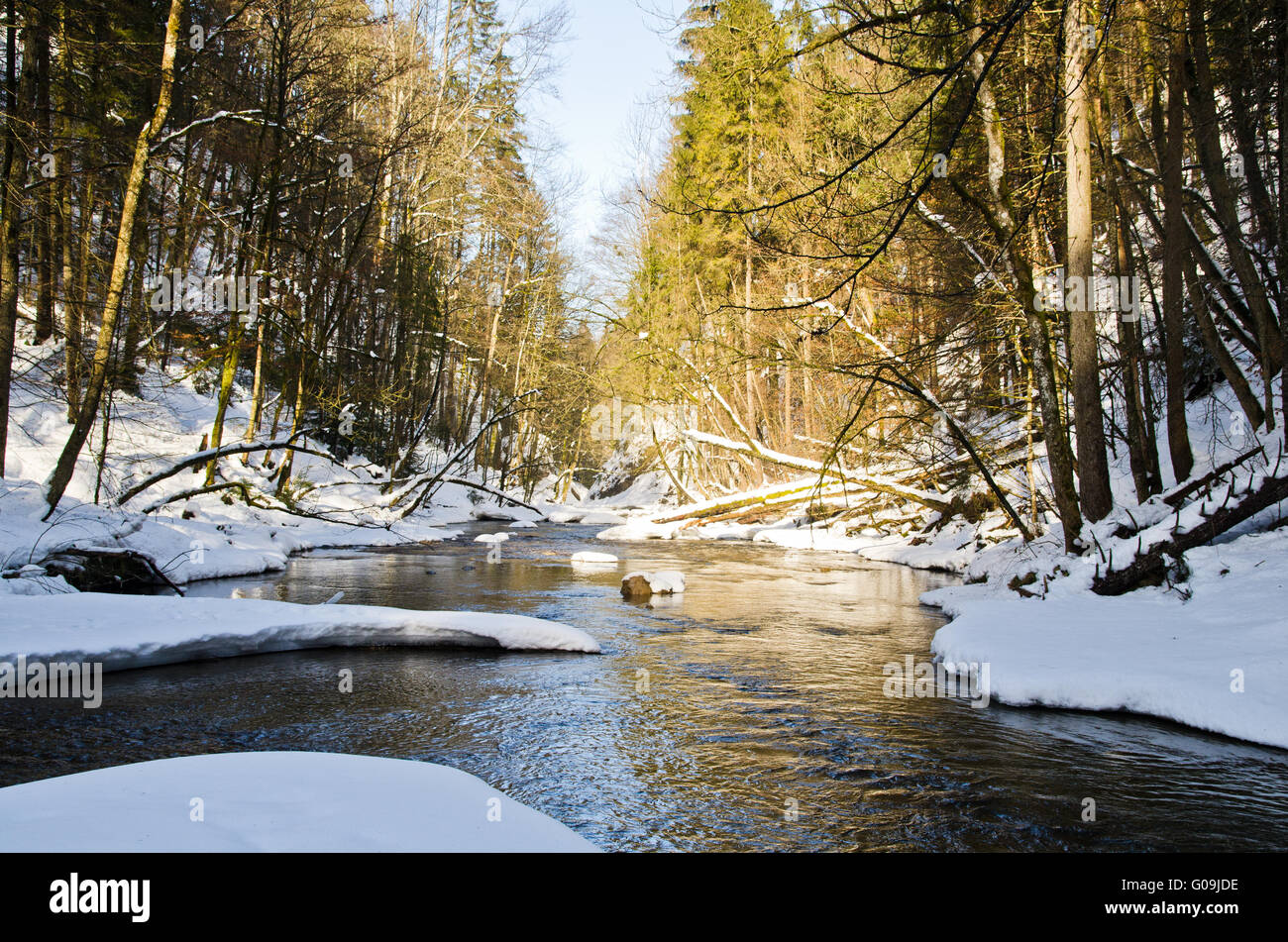 Il fiume dell'anno Argen in inverno Foto Stock