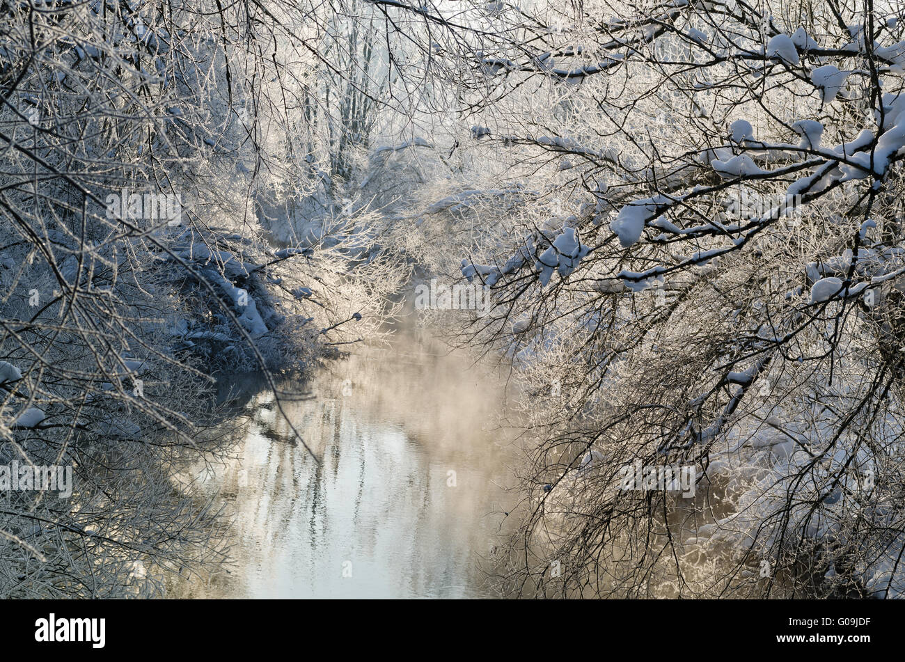 Il fiume dell'anno Argen in inverno Foto Stock
