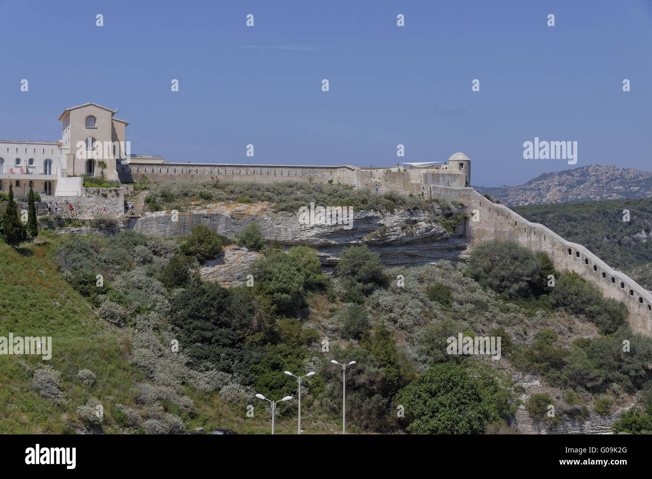 Le pareti della cittadella di Bonifacio, Corsica Foto Stock