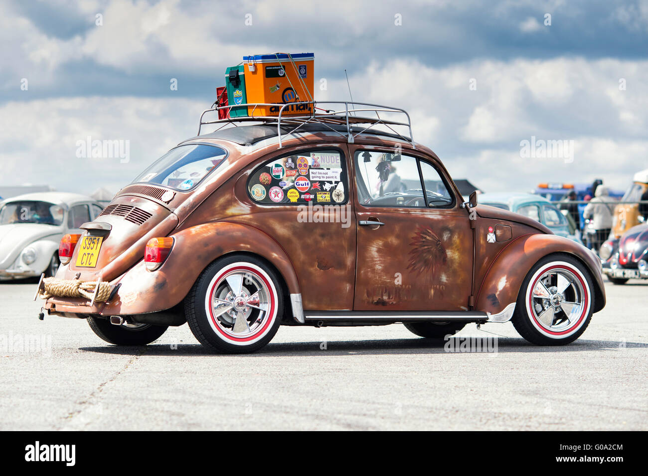Rusty Rat VW Beetle a Santa Pod Raceway, Podington, Bedfordshire, Inghilterra Foto Stock