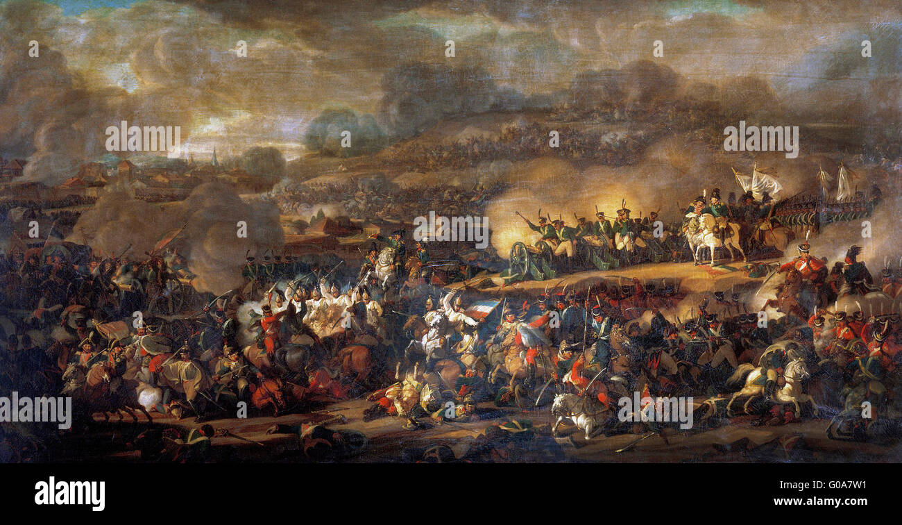 La battaglia delle nazioni di Lipsia nel mese di ottobre 1813, Vladimir Ivanovich Moshkov (1792-1839) Foto Stock