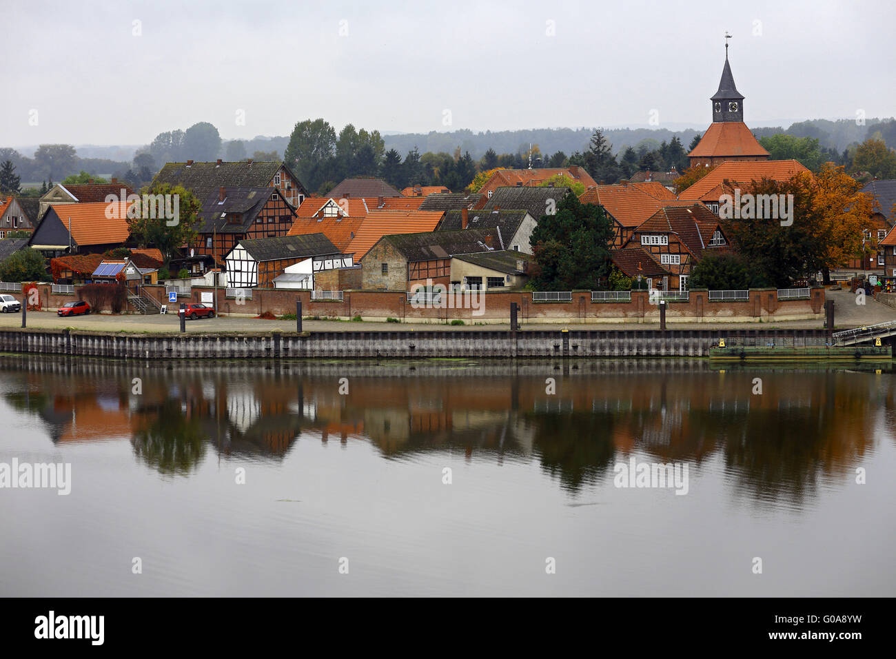Città vecchia di Schnackenburg al fiume Elba, Germania Foto Stock