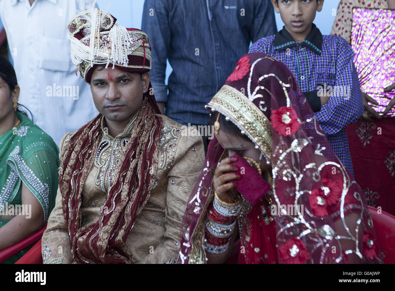Sposa e lo sposo, India del Nord Foto Stock