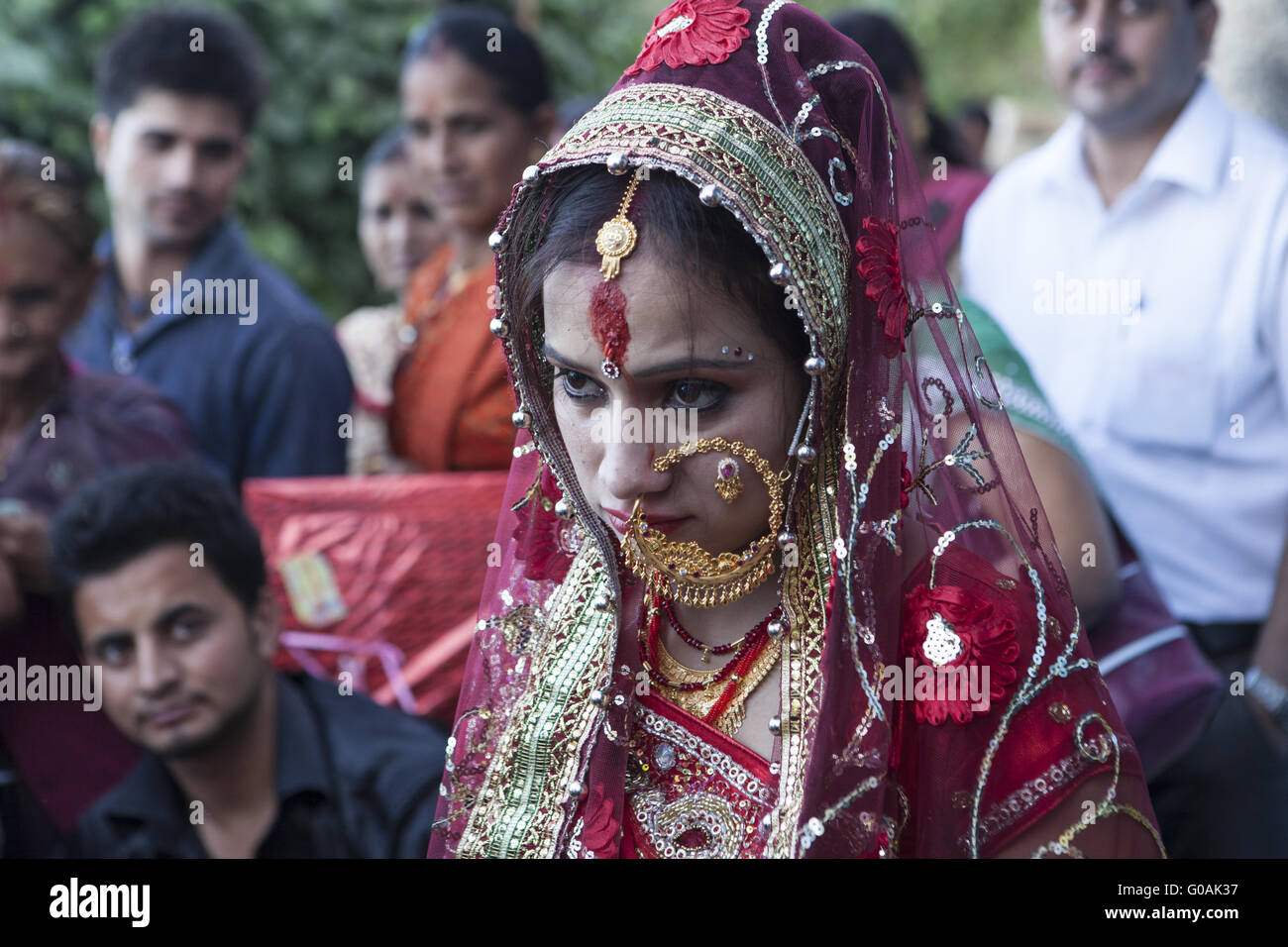 Sposa indiano, Sursinghdar, India del Nord Foto Stock