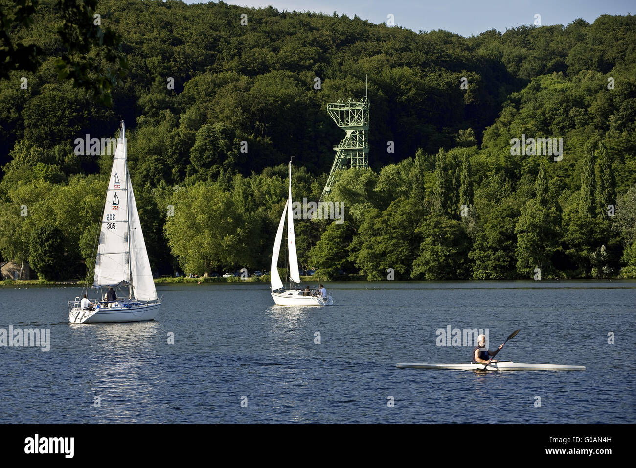 Sport acquatici sul lago Baldeneysee, Essen, Germania Foto Stock