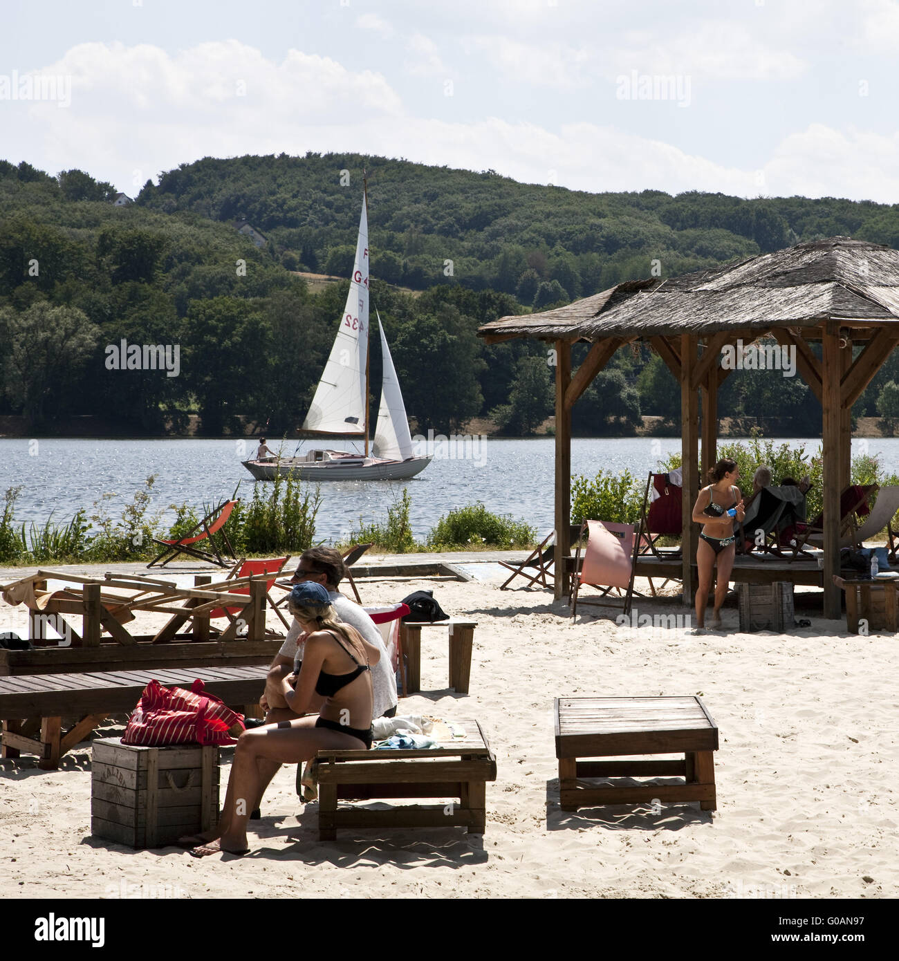 Persone in Seaside Beach Club, Essen, Germania Foto Stock