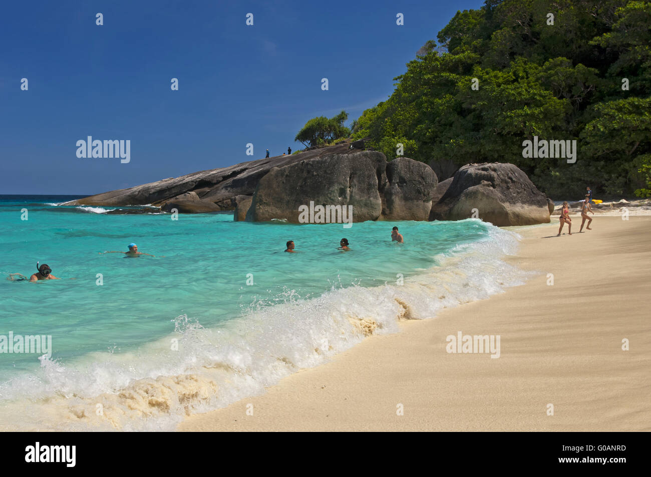 Spiaggia di sabbia sulle Isole Similan, Thailandia Foto Stock