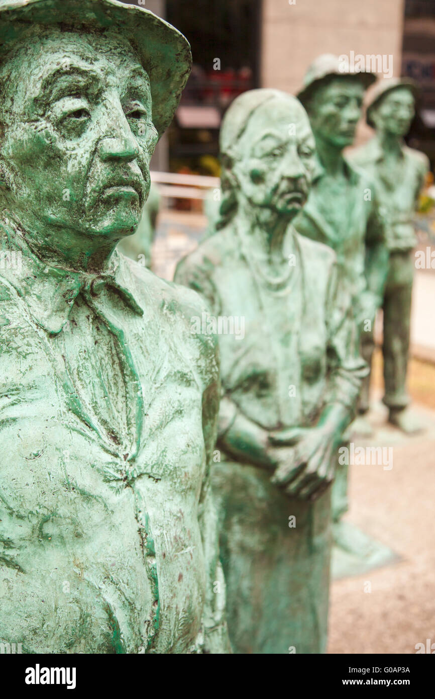 Statue davanti alla Banca Centrale del Costa Rica Foto Stock