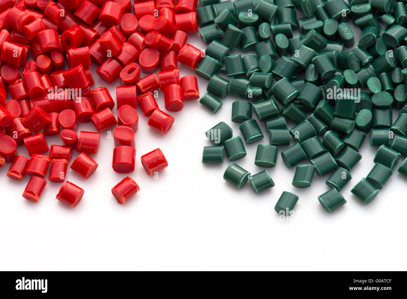 Rosso e verde di plastica resina polimerica Foto Stock