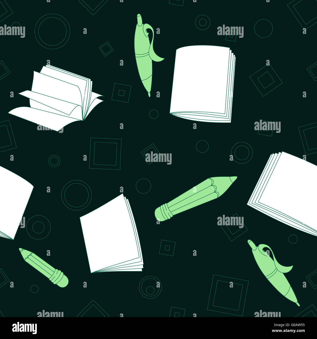 Note scuola seamless pattern su sfondo verde scuro Foto Stock