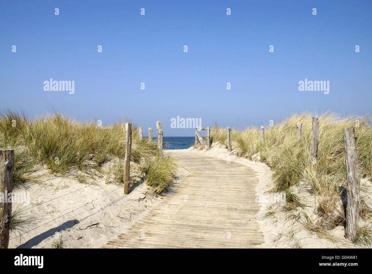 Strada per la spiaggia sul Mar Baltico in Heiligenhafe Foto Stock