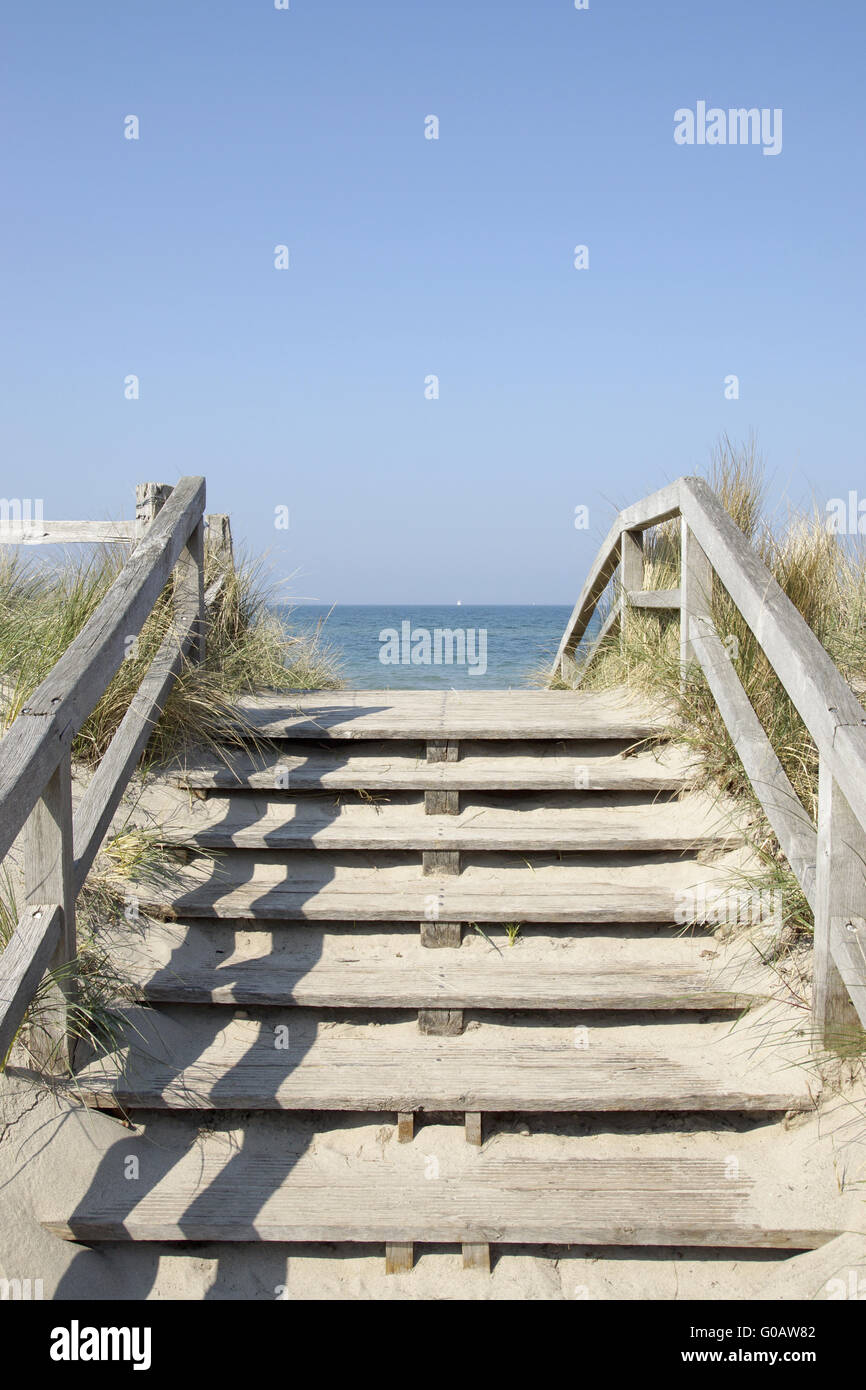 Strada per la spiaggia sul Mar Baltico in Heiligenhafe Foto Stock