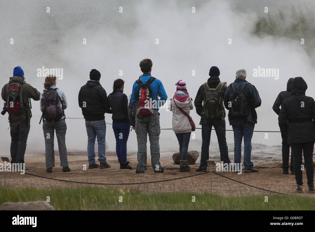 Eruzione del geyser Strokkur, Islanda Foto Stock