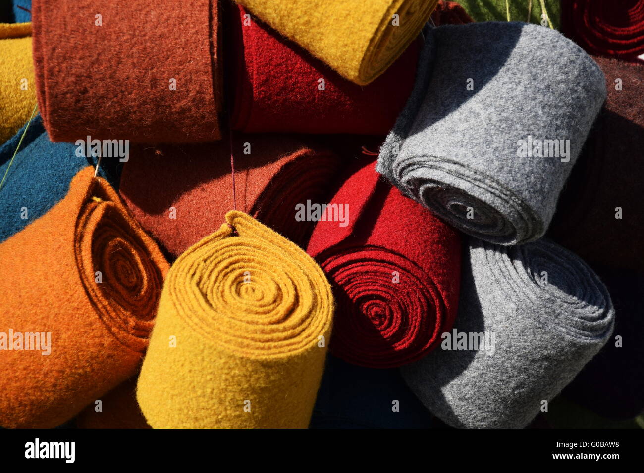 Colorato materiale in feltro Foto Stock