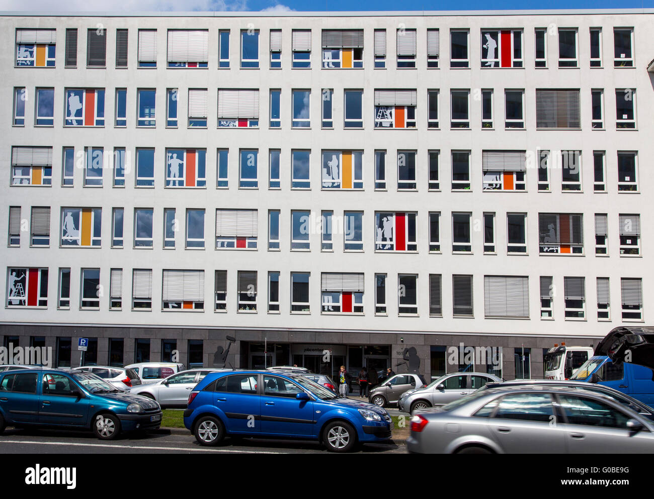 Edificio, facciata del centro di lavoro in Duisburg, Foto Stock