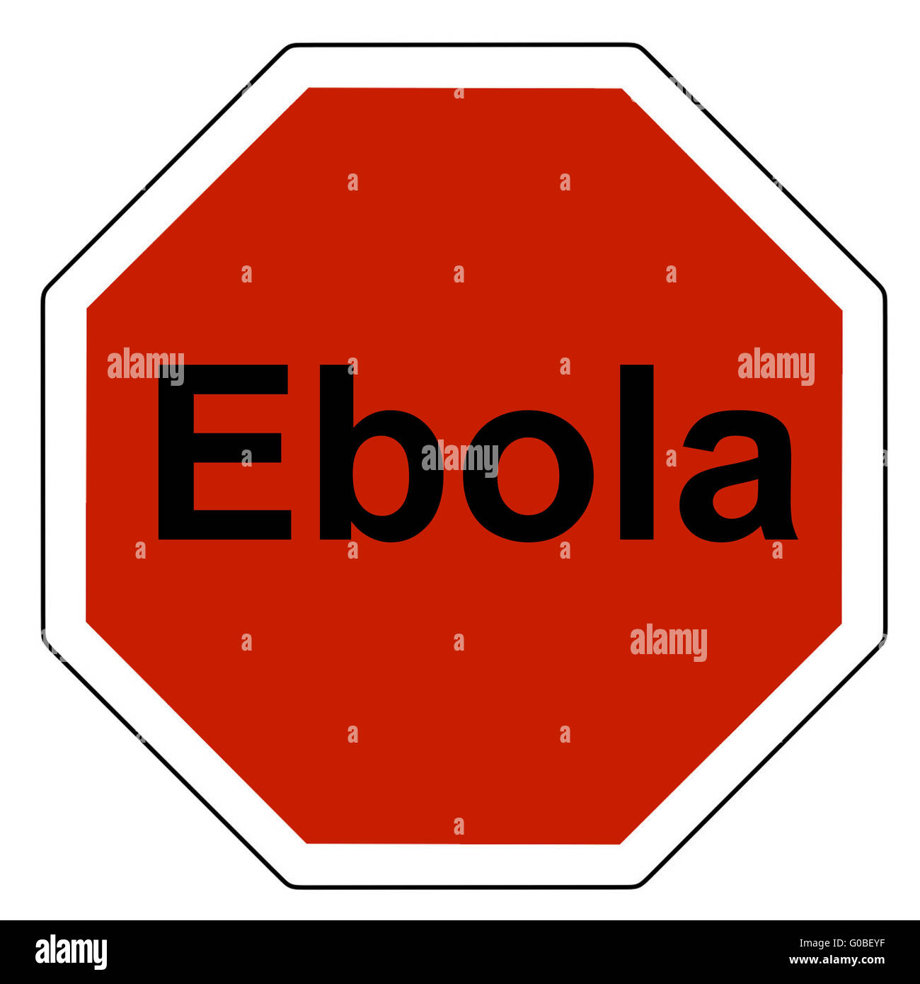 Segnaletica Stradale - stop con il virus di Ebola iscrizione Foto Stock