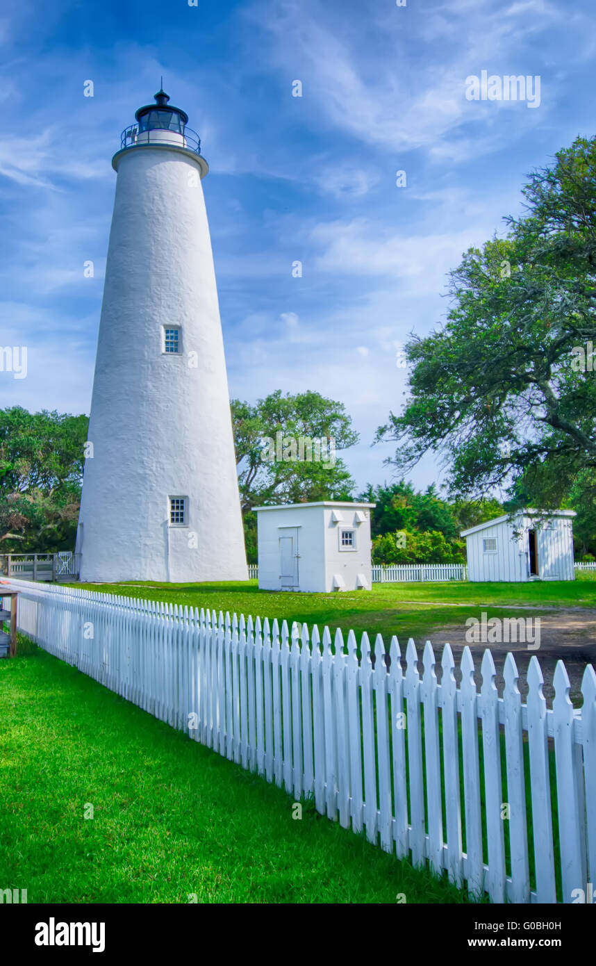 Il faro di Ocracoke e custode di abitazione Ocracoke sull isola di North Carolina Outer Banks Foto Stock
