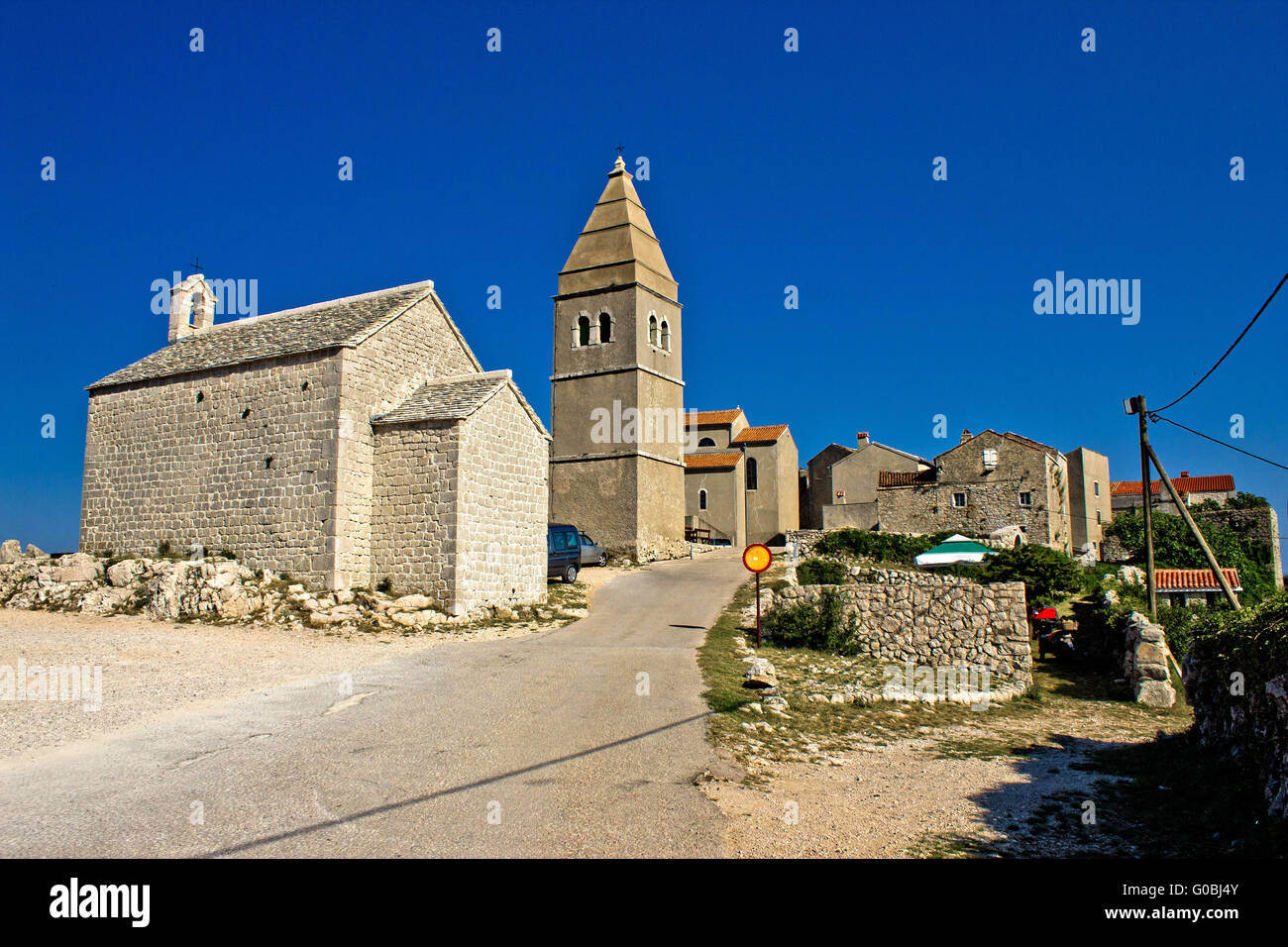 Città del Mediterraneo di Lubenice, Isola di Cherso Foto Stock