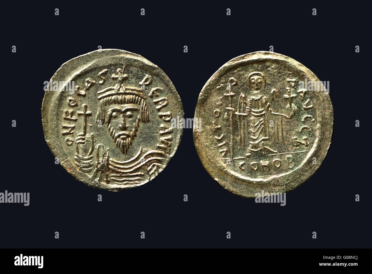 Solidus dell'Impero Bizantino, Imperatore Phocas Foto Stock
