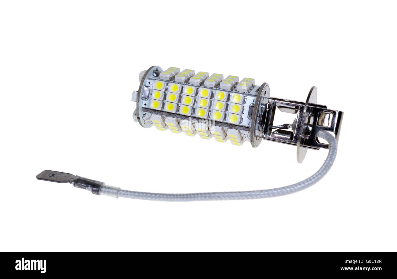 Lampada led per auto isolati su sfondo bianco Foto Stock