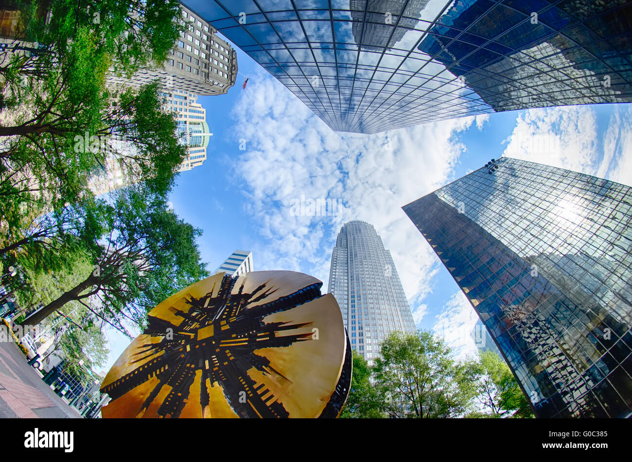 Finanziaria edifici grattacielo a Charlotte nella Carolina del Nord e Stati Uniti d'America Foto Stock