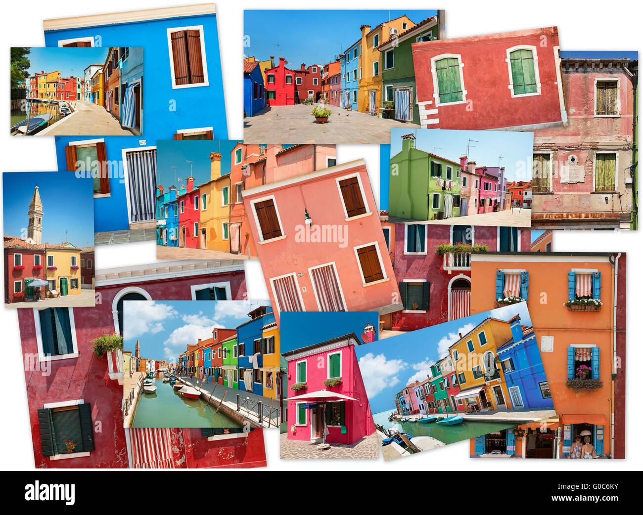 Un collage di foto da l'isola di Burano Foto Stock